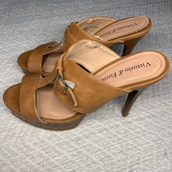 Vittorio d’ Firenze Women’s 8 Heels Brown Synthetic Leather Adjustable Strap - Picture 7 of 10